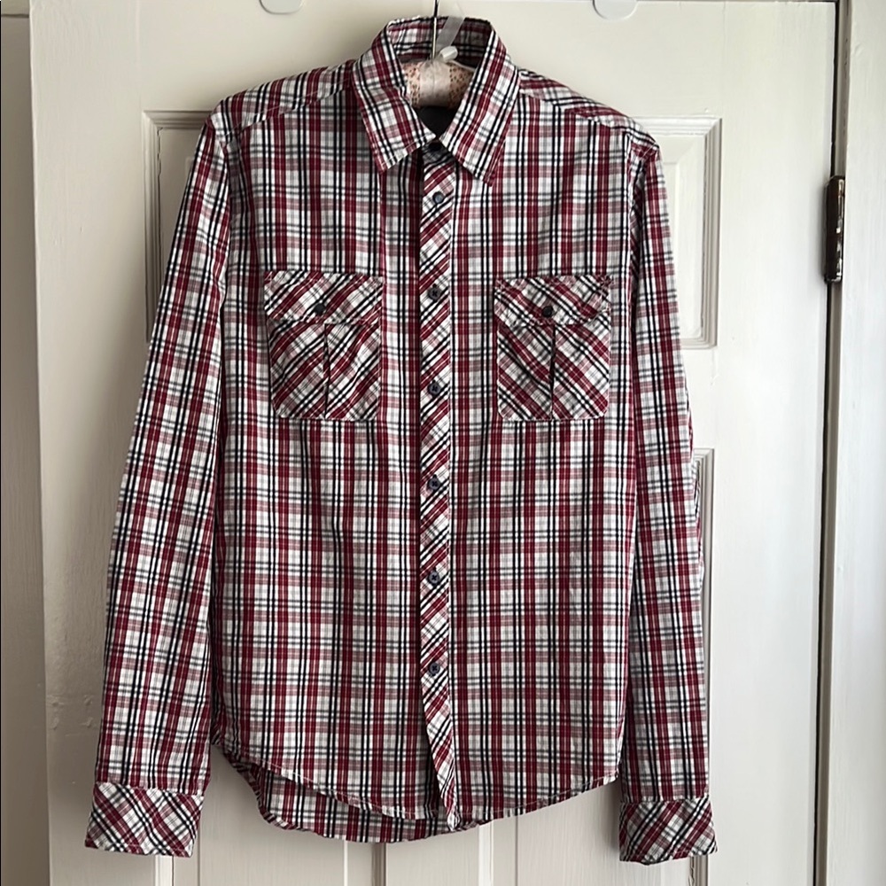 Zara Man Red Plaid Button Down (Size Small)
